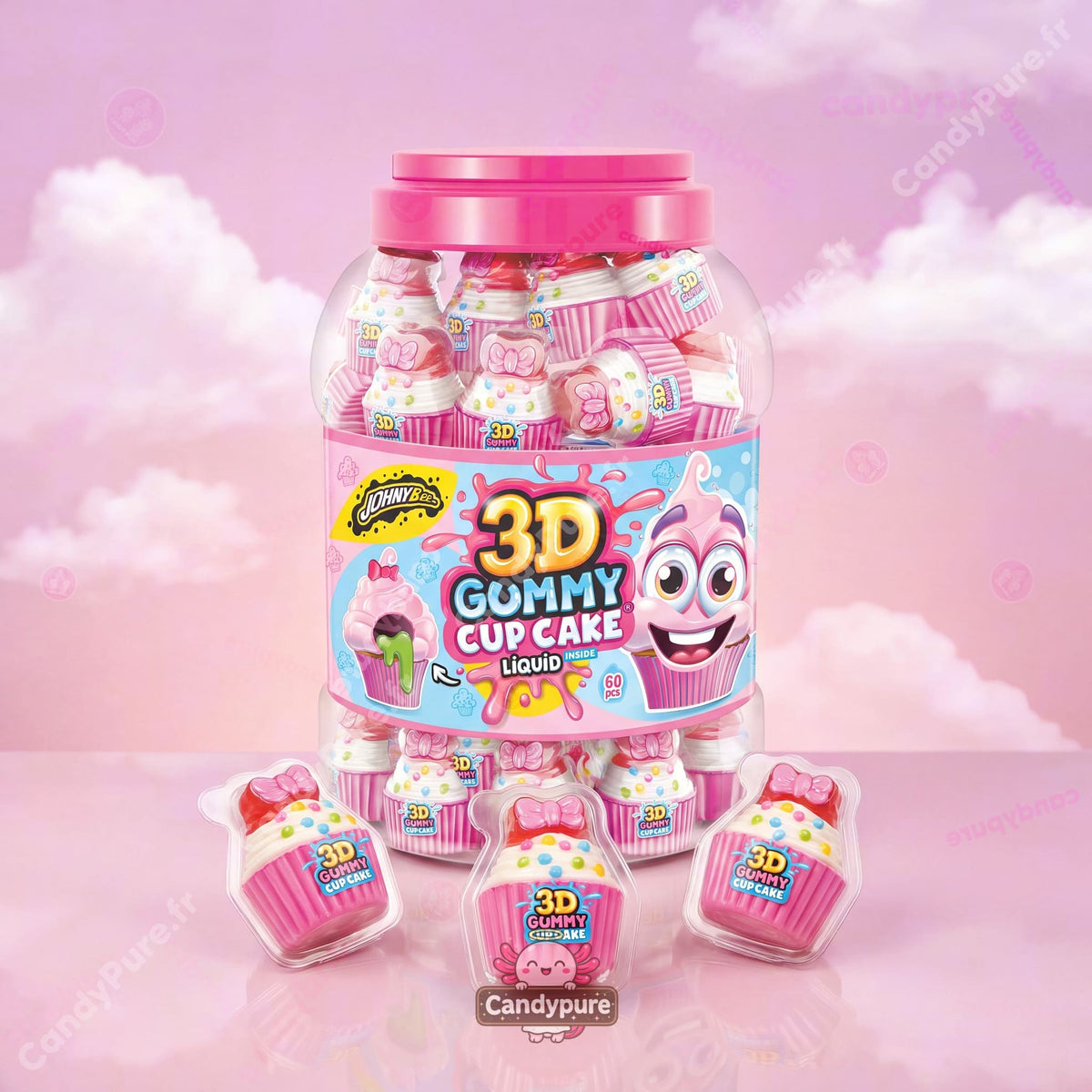 Johny Bee - 3D Gummy Cup Cake Cœur Liquide