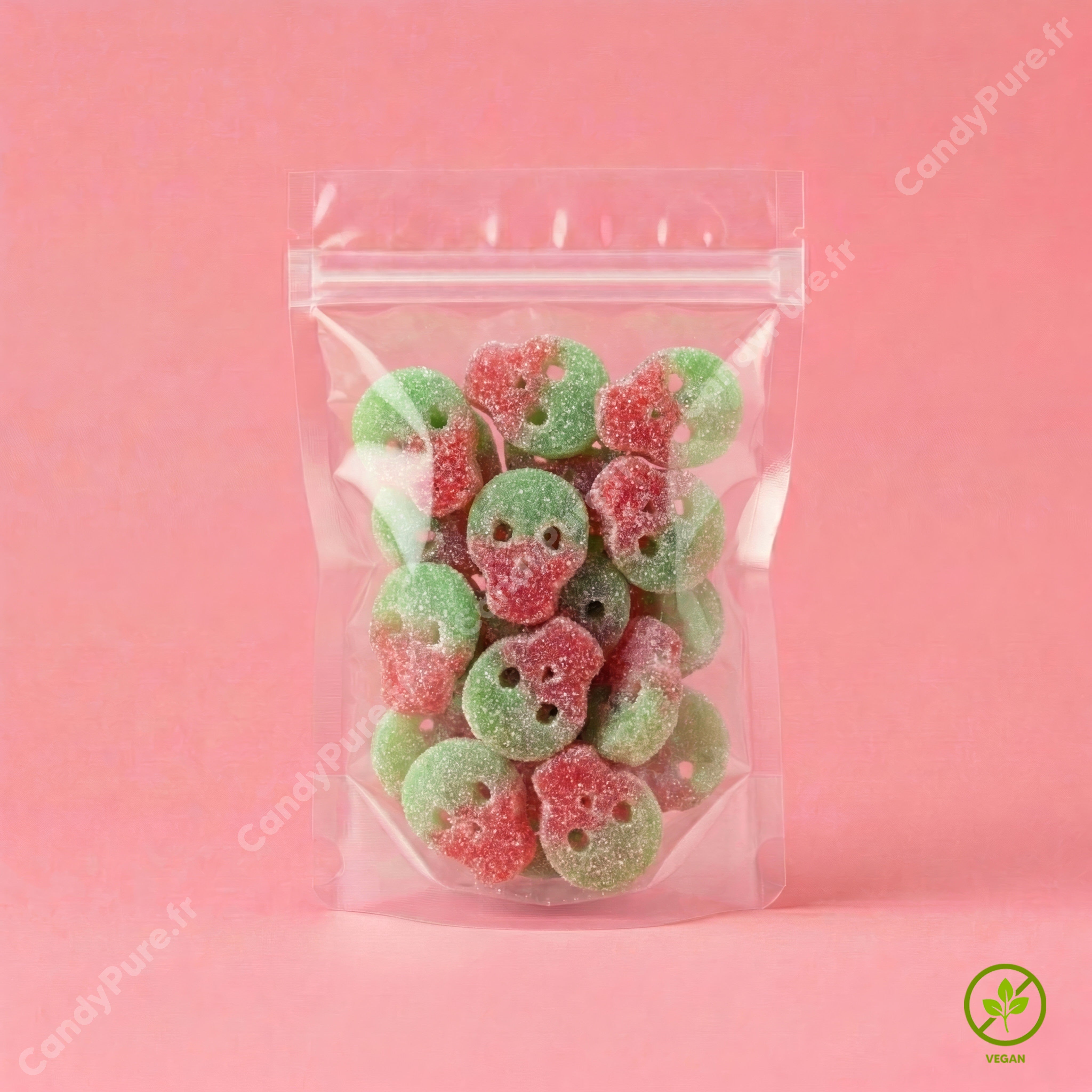 Crânes Pastèque Acidulés (100g) - Bonbons Suédois