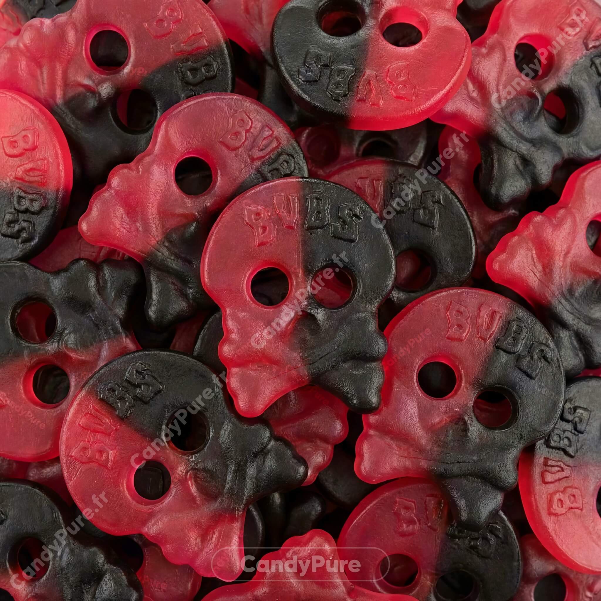 Bubs Crânes Framboise/Réglisse (100g) - Bonbons Suédois