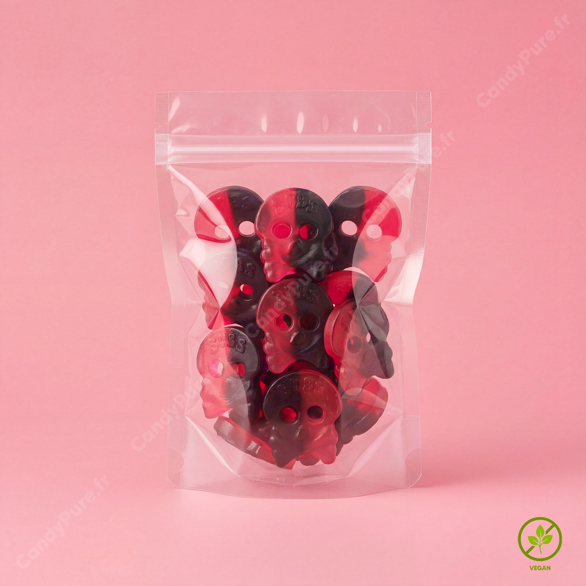 Bubs Crânes Framboise/Réglisse (100g) - Bonbons Suédois