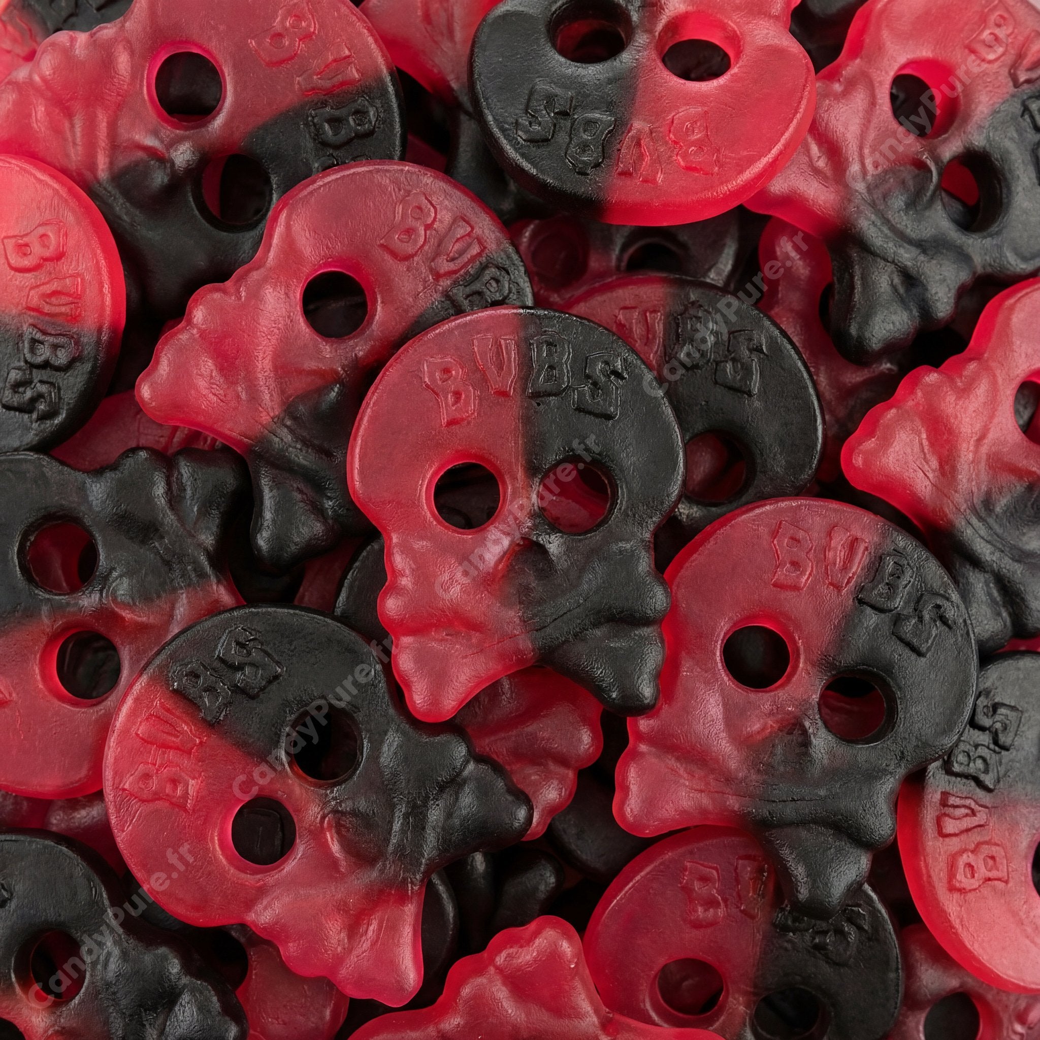 Bubs Crânes Framboise/Réglisse (100g) - Bonbons Suédois