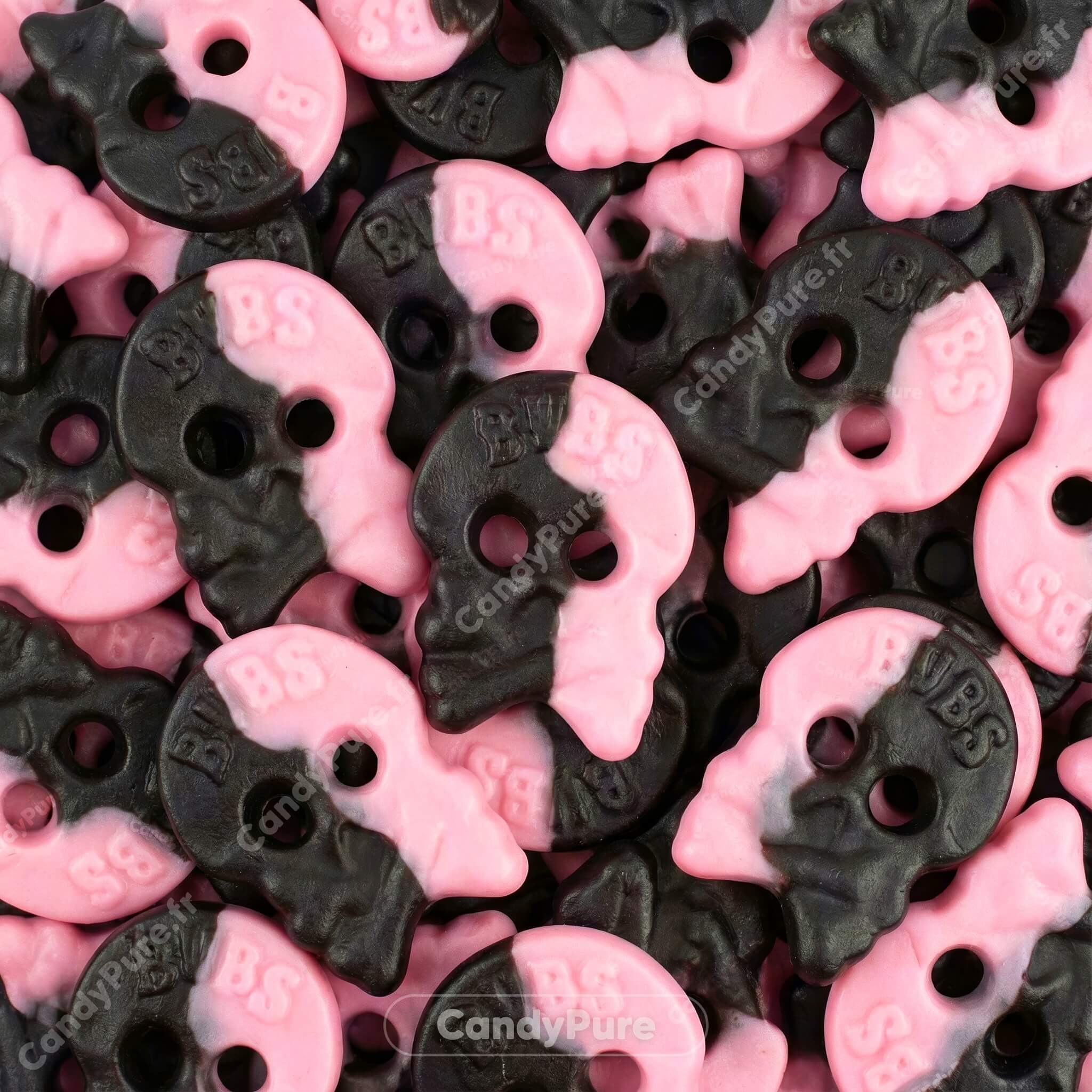 Bubs Crânes Framboise/Réglisse (100g) - Bonbons Suédois