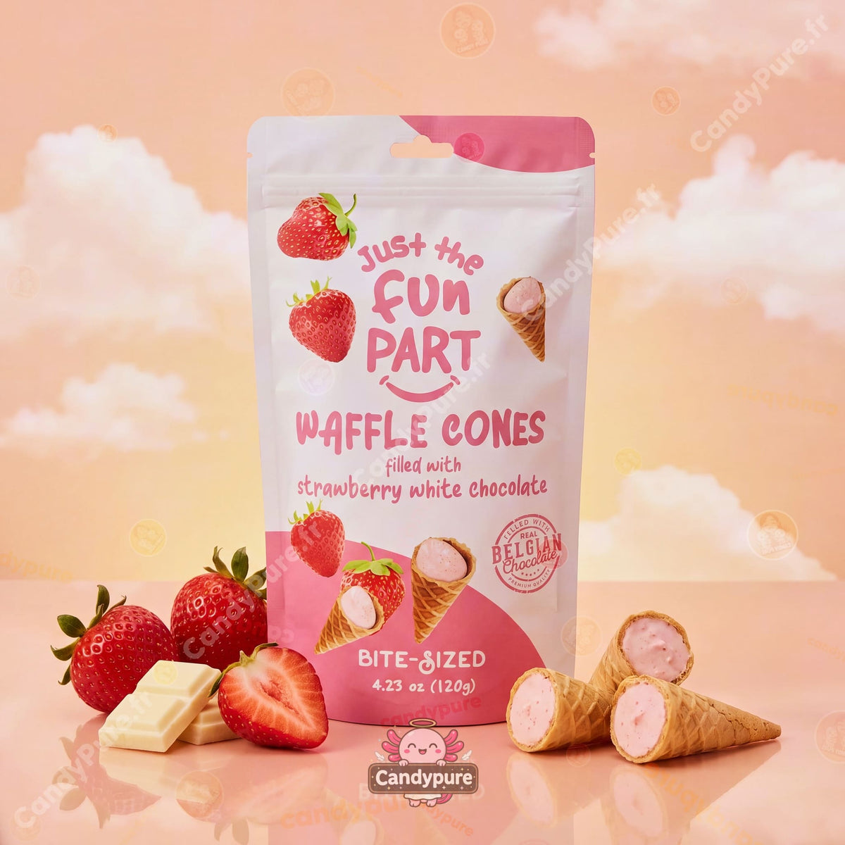 Just the Fun Part - Cornets Chocolat Blanc Fraise 120g