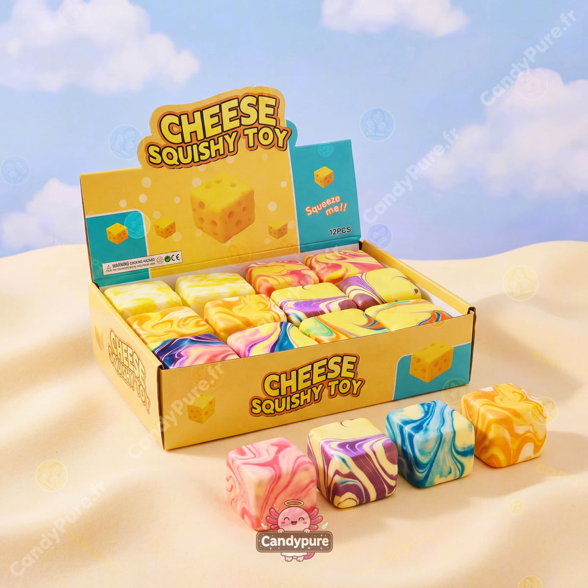 Squishy Cube Fromage Arc-en-ciel